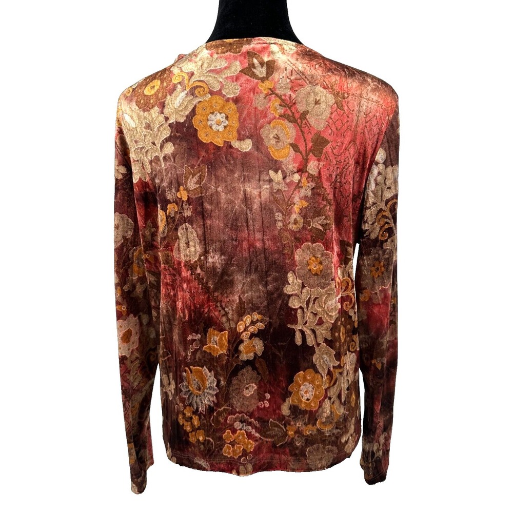 Conrad C Womens Pullover Top Large Multicolor Antique Floral Velvet Print - Picture 8 of 10
